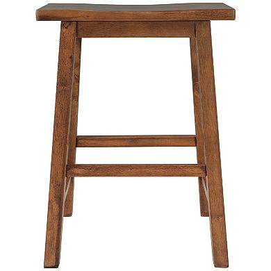 Trikiousd Solid Wood Saddle-Seat Kitchen Counter Barstool Dining Stools, Set of 2