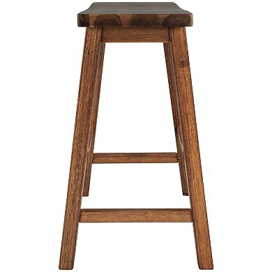 Trikiousd Solid Wood Saddle-Seat Kitchen Counter Barstool Dining Stools, Set of 2