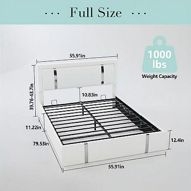 Trikiousd Lift Up Storage Bed Frame Upholstered Grounding Platform Bed w/ USB-C Charging Ports