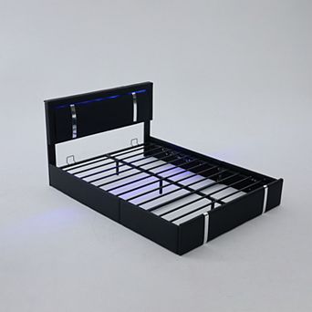 Trikiousd Lift Up Storage Bed Frame Upholstered Grounding Platform Bed w/ USB-C Charging Ports