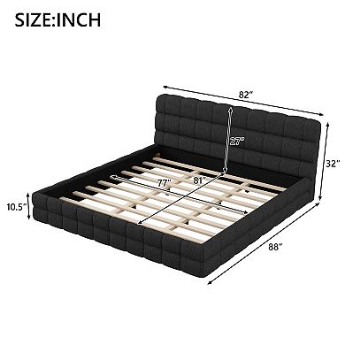 Trikiousd King Size Grounding Bed Upholstered Platform Bed Modern Low Profile Bed Frame