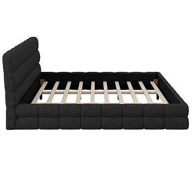 Trikiousd King Size Grounding Bed Upholstered Platform Bed Modern Low Profile Bed Frame