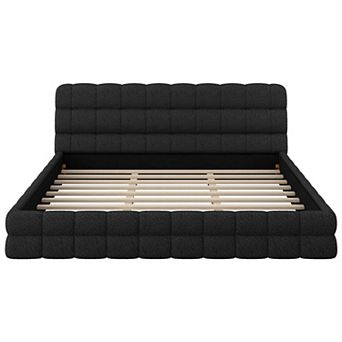 Trikiousd King Size Grounding Bed Upholstered Platform Bed Modern Low Profile Bed Frame