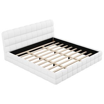 Trikiousd King Size Grounding Bed Upholstered Platform Bed Modern Low Profile Bed Frame