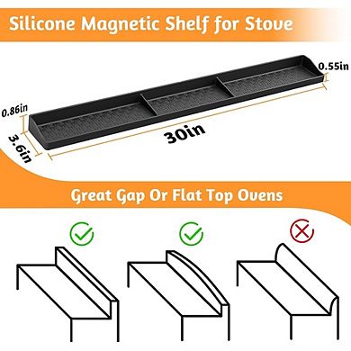 30-Inch Magnetic Stove Top Shelf Spice Rack Organizer, Heat-Resistant Silicone