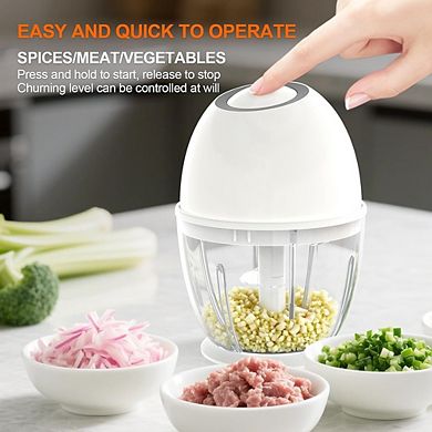 Portable Electric Garlic Chopper, Cordless Mini Food Processor with Stainless Steel Blades