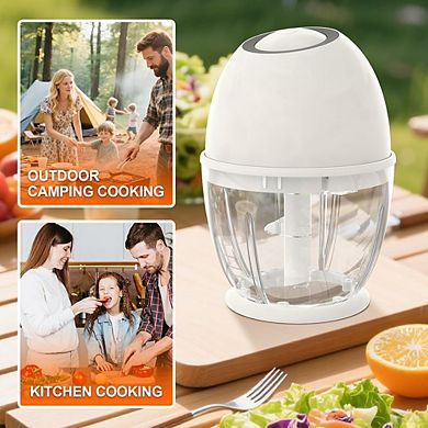 Portable Electric Garlic Chopper, Cordless Mini Food Processor with Stainless Steel Blades