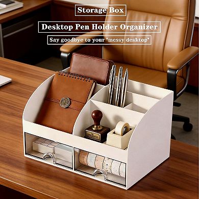 6-Compartment 2-Drawer Desk Organizer