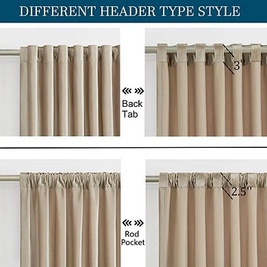 Velvet Blackout Curtains, Room Darkening Rod Pocket & Back Tab Panels