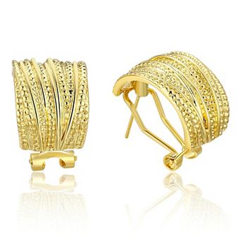 Two Tone Stud Hoop Earrings