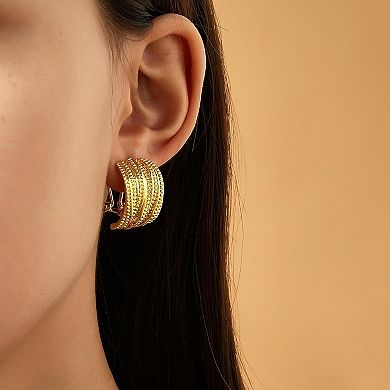 Two Tone Stud Hoop Earrings