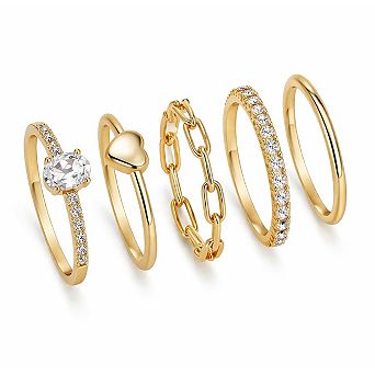 Minimalist Stackable CZ Gold Rings