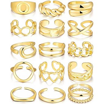 Open Gold Statement Rings Pack