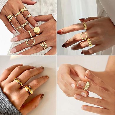 Open Gold Statement Rings Pack
