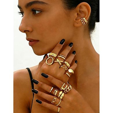 Open Gold Statement Rings Pack