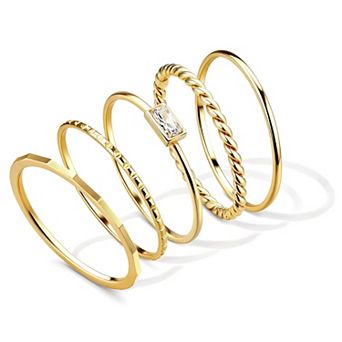Thin Gold Band Ring Set for Women