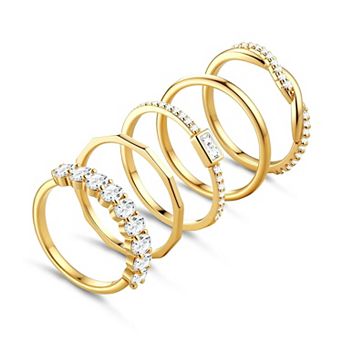 Thin Gold Stacking Ring Set for Women