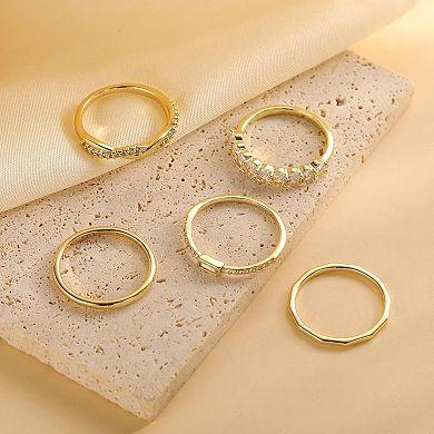 Thin Gold Stacking Ring Set for Women