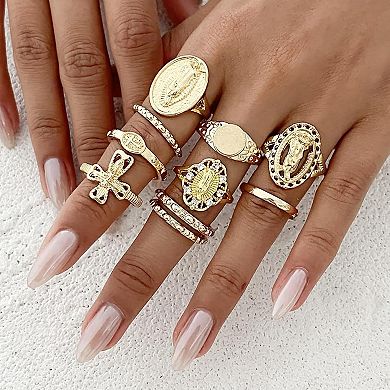 Chunky Virgin Mary Cross Rings