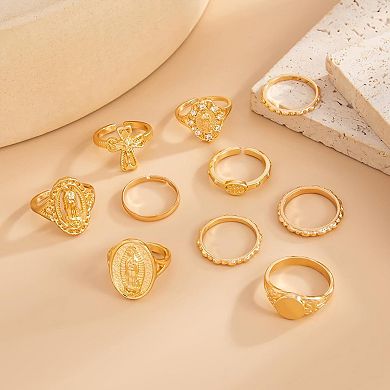Chunky Virgin Mary Cross Rings