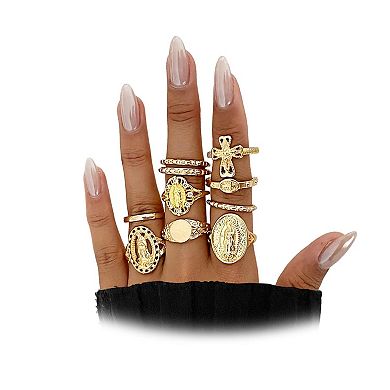 Chunky Virgin Mary Cross Rings