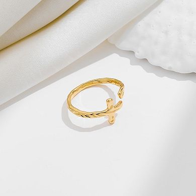 Adjustable Hammered Texture Cross Ring