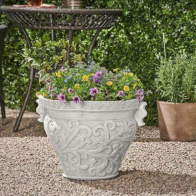 Trikiousd Large Planter Lightweight Concrete Planter Carved Decorative Flowerpot