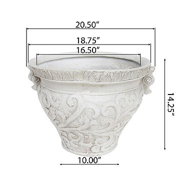 Trikiousd Large Planter Lightweight Concrete Planter Carved Decorative Flowerpot