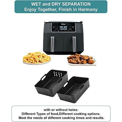 2-Pack Silicone Air Fryer Liners, Reusable, Heat-Resistant, Dishwasher Safe