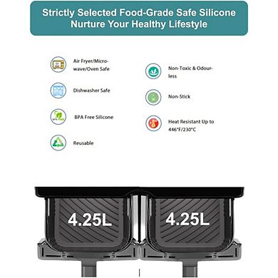 2-Pack Silicone Air Fryer Liners, Reusable, Heat-Resistant, Dishwasher Safe