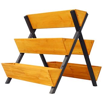 Trikiousd 3 tier Wood Vertical Raised Garden Bed with Legs, Flowers Herbs Vegetables Planter Box
