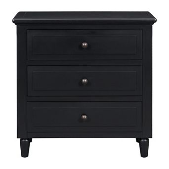 Trikiousd Bedroom 28" Nightstand with 3 Drawers, Bedside Cabinet Sofa Side Table wRubber Wood Legs