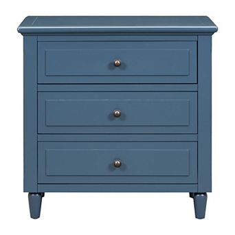 Trikiousd Bedroom 28" Nightstand with 3 Drawers, Bedside Cabinet Sofa Side Table wRubber Wood Legs