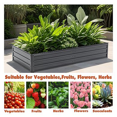 Trikiousd 6x3x1 FT Metal Raised Garden Bed Outdoor Planter Box with Open Bottom