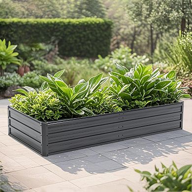 Trikiousd 6x3x1 FT Metal Raised Garden Bed Outdoor Planter Box with Open Bottom