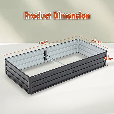 Trikiousd 6x3x1 FT Metal Raised Garden Bed Outdoor Planter Box with Open Bottom