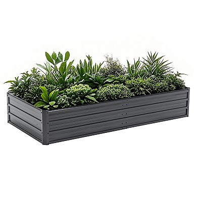 Trikiousd 6x3x1 FT Metal Raised Garden Bed Outdoor Planter Box with Open Bottom