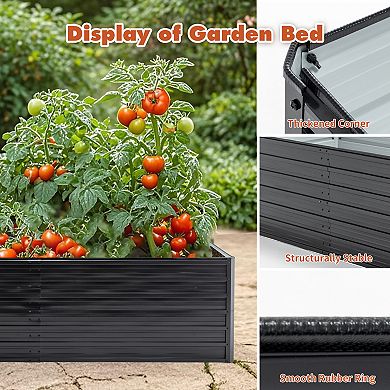 Trikiousd 2 PC Metal Raised Garden Bed Kit Outdoor Planter Boxes Set, Rectangle Vegetable Flower Bed