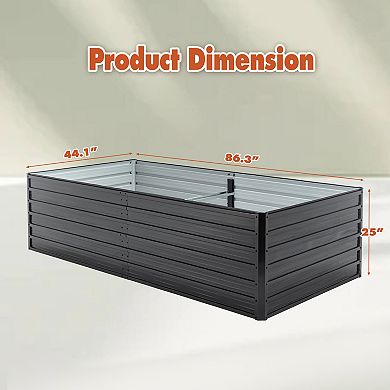 Trikiousd 2 PC Metal Raised Garden Bed Kit Outdoor Planter Boxes Set, Rectangle Vegetable Flower Bed