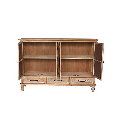Trikiousd Vintage Wooden Sideboard Accent Storage Cabinet, 3 Drawers Buffet Cabinet Entryway Cabinet