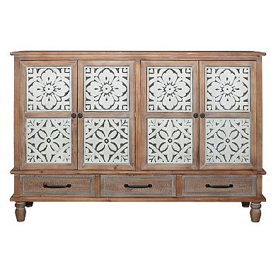 Trikiousd Vintage Wooden Sideboard Accent Storage Cabinet, 3 Drawers Buffet Cabinet Entryway Cabinet