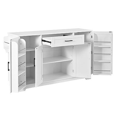 Trikiousd 4 Doors Sideboard Buffet Cabinet, Kitchen Storage Cabinet with Adjustable Shelves