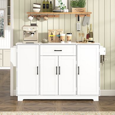 Trikiousd 4 Doors Sideboard Buffet Cabinet, Kitchen Storage Cabinet with Adjustable Shelves