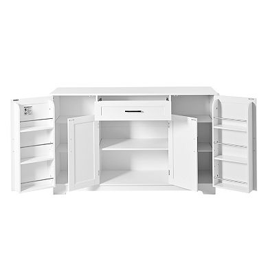Trikiousd 4 Doors Sideboard Buffet Cabinet, Kitchen Storage Cabinet with Adjustable Shelves
