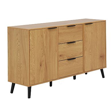 Trikiousd 3 Drawers Sideboard Coffee Bar Cabinet wStorage, 2 Doors Buffet Cabinet Hallway Cabinet