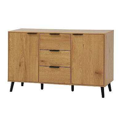 Trikiousd 3 Drawers Sideboard Coffee Bar Cabinet wStorage, 2 Doors Buffet Cabinet Hallway Cabinet