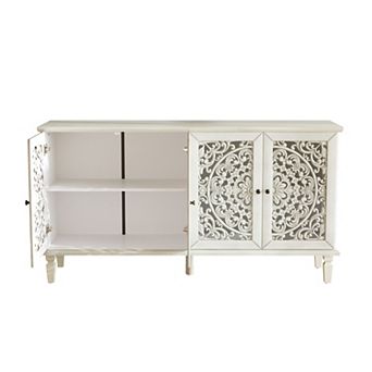 Trikiousd Hollow-Carved Sideboard w/ Solid Wood Legs, Buffet Cabinet TV Stand for Living Dining Room