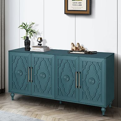 Trikiousd Large Sideboard Storage Cabinet Carved Doors Buffet Cabinet Entry Cabinet TV Console
