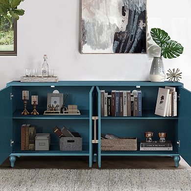 Trikiousd Large Sideboard Storage Cabinet Carved Doors Buffet Cabinet Entry Cabinet TV Console