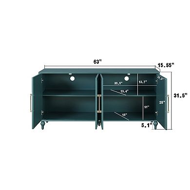 Trikiousd Large Sideboard Storage Cabinet Carved Doors Buffet Cabinet Entry Cabinet TV Console